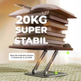 Suport de Carte Elindor® pentru Lectura, Accesoriu Carti Versatil, Reglabil si Pliabil, cu Baza Rotativa 360° si Cleme Elastice, pentru Carte de Bucate, Manuale, Retete, Partituri, 34 x 23 cm, Negru / Maro