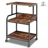 Carucior Organizator 3 Niveluri Elindor® , cu Roti 360°, Organizator Bucatarie, Multifunctional, Raft Mobil Organizare Baie, Camara, Birou, Bar, 80 x 55 x 40 cm, Negru / Maro
