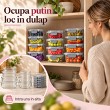 Set de 12 Caserole Elindor® din Sticla Borosilicata, Recipiente Ingrediente pentru Bucatarie, pentru Alimente Uscate, Recipient pentru Depozitare Zahar, Cafea, Paste, Cereale, Capac Etans, 320–1040 ml, Gri