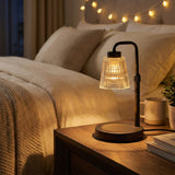 Lampa de Incalzire Lumanari Elindor® cu Abajur din Sticla, Corp Metalic, Stil Minimalist, pentru Evenimente si Ambient Aacsa, Material Durabil, pentru Spatii Decorative, Sfesnic Lumanare Elegant, Cadou Ideal pentru Mama, Aranjamente, 33x15 cm, Negru