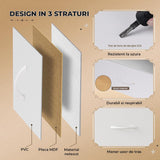 Comoda Elindor® cu 7 Sertare, Cadru Metalic, Blat Lemn, Sertare Textil, pentru Dormitor, Living, Depozitare Haine, Jucarii, Accesorii, 100 × 30 × 77 cm, Alb