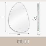 Oglinda de Perete Elindor® Asimetrica, fara Rama, Decorativa, Verticala / Orizontala, Eleganta, Ideala pentru Baie, Birou, Hol, Living, Dressing, Iluminare Led, Intensitate Ajustabila, Antiaburire, Temperatura de Culoare 4500K, 80 x 55 cm