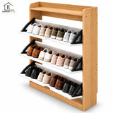 Dulap pentru Pantofi Elindor® Organizator Tip Pantofar cu 4 Niveluri, Fara Gauri, Suport pentru Papuci, Dulap Hol, Living, Dormitor, Economisire Spatiu, Depozitare Incaltaminte, 120 x 100 x 17 cm, Alb / Bej