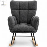 Fotoliu Balansoar Elindor® cu Spatar, Ergonomic, Cadru Solid din Otel, Ideal pentru Living, Dormitor, Camera Copilului, 68 x 88 x 93 cm, Gri Inchis