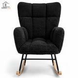 Fotoliu Balansoar Elindor® cu Spatar, Ergonomic, Cadru Solid din Otel, Ideal pentru Living, Dormitor, Camera Copilului, 68 x 88 x 93 cm, Negru