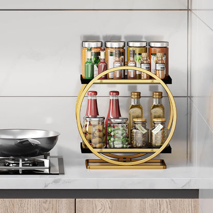 Organizator Cosmetice 2 Niveluri Elindor®, Suport Parfum si Skincare, Raft de Dus Baie, Etajera Depozitare, Accesorii Universale, 28 × 15 × 29 cm, Negru / Auriu