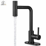 Baterie Chiuveta Baie Neagra Elindor® Robinet de Apa, Modern cu Pipa Extractibila, 4 Tipuri de Jet: Cascada, Delicat, Jet Puternic si Dus, Monocomanda, Rotativ 360°, pentru Bucatarie, Otel Inoxidabil SUS304, Finisaj Mat