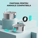 Set 6 Filtre de Rezerva + 6 Filtre de Burete pentru Dispenser de Apa Elindor, Tip Adapator Fantana pentru Pisici si Caini, Purificare, Carbon Activ, Rasina de Ioni, Elimina Eficient Impuritatile si Firele de Par, Cyan
