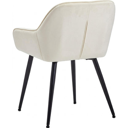 Set 2 Scaune Elindor® Ergonomice, Design Contemporan, Scaun cu Spatar si cu Manere, din Catifea cu Picioare Metalice Negre, Potrivite pentru Living, Bucatarie, Birou, Dormitor, 85 × 60 × 50 cm, Bej