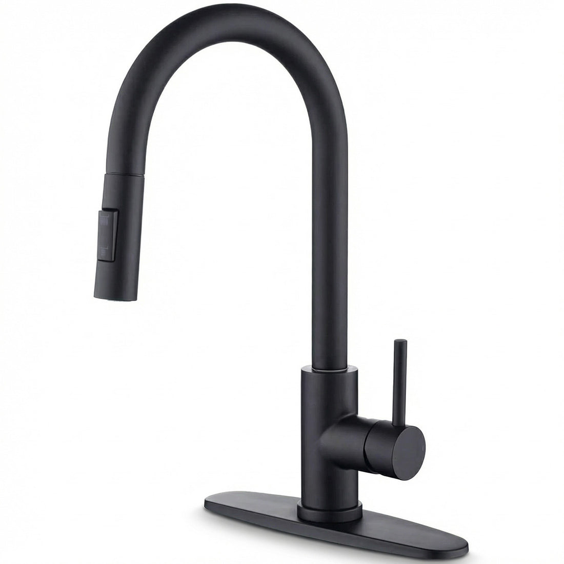 Baterie Chiuveta Bucatarie Neagra Elindor® Robinet de Apa, Modern cu Pipa Flexibila, Jet Reglabil, Cap Dus Extractabil cu Doua Functii, Monocomanda, Rotativ 360°, pentru Bucatarie, Otel Inoxidabil si Alama, Finisaj Mat