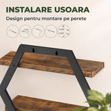 Set 2 Rafturi Elindor®, Raft Suspendat de Depozitare, Mobila Bucatarie, Dormitor, Baie sau Birou, Etajera Practica cu Design Aerisit, Usor de Asamblat, Perfecta pentru Organizare Carti, Condimente, Polita Produse Diverse, 80 x 39 x 18.5 cm, Maro / Negru