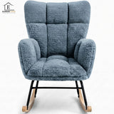 Fotoliu Balansoar Elindor® cu Spatar, Ergonomic, Cadru Solid din Otel, Ideal pentru Living, Dormitor, Camera Copilului, 68 x 88 x 93 cm, Albastru-Gri