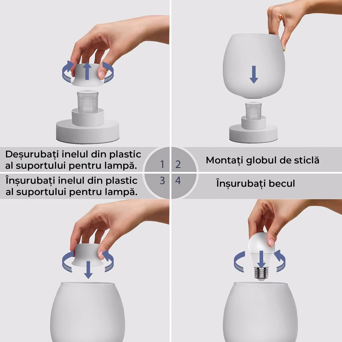 Veioza Dormitor si Birou, Design Modern Minimalist cu Bec LED de Lumina Calda Inclus, 3 Moduri de Functionare, Control prin Atingere