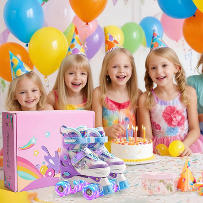 Role Reglabile Elindor® pentru Copii si Adulti, 4 Roti Luminoase din Silicon Quad, Rulmenti ABEC-7, Frana Fata, Aluminiu / Poliuretan, Patine cu Rotile pentru Fete, Baieti, Dama, Marimea M, 32-36