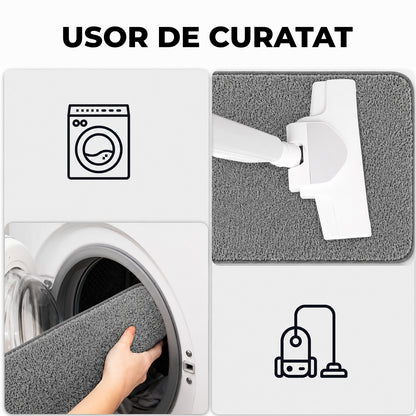 Covoras Antiderapant Elindor® pentru Intrare Casa, Lavabil la Masina, Super Absorbant, Moale, Durabil, Talpa Cauciucata Anti-Alunecare, Usor de Curatat, Pentru Interior si Exterior, 60 x 40 cm, Gri
