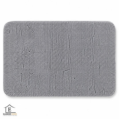 Covor de Baie Elindor® din Microfibra, Extra Moale si Pufos, cu Fibre Dense, Antiderapant, Absorbant, Dreptunghiular, Potrivit in Fata la Cada, Cabina de Dus, WC, Chiuveta, Model Uni, 76 x 51 cm, Gri