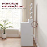 Masa de Machiaj Elindor®, cu Oglinda si Iluminare LED Reglabila, Spatiu Generos de Depozitare, 2 Sertare si 3 Compartimente, Fixare Anti-Rasturnare 40 × 100 × 145 cm, Alb
