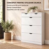 Dulap pentru Pantofi Elindor® Organizator Tip Pantofar cu 4 Niveluri, Fara Gauri, Suport pentru Papuci, Dulap Hol, Living, Dormitor, Economisire Spatiu, Depozitare Incaltaminte, 130 x 80 x 17 cm, Alb