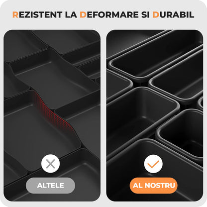 Set 22 Cutii Depozitare Elindor® Organizator pentru Bucatarie si Baie, 3 Marimi, Organizatoare Dulap si Sertare, Cutie pentru Sertar, Frigider, Camara, Baie, Bar, Birou, Cos Multifunctional, Separator Fructe, Legume, Creme, Parfumuri, PP