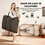 Patut Pliabil Bebelusi Elindo® 3 in 1, Copii 0-6 luni, Leagan Bebe pe 6 Nivele de Inaltime, Cos Depozitare, Portabil, Plasa Laterala, Roti cu Sistem Blocare, Saltea Integrata, Greutate Maxima 9-12 kg, Model cu Stele, Roz