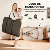 Patut Pliabil Bebelusi Elindo® 3 in 1, Copii 0-6 luni, Leagan Bebe pe 6 Nivele de Inaltime, Cos Depozitare, Portabil, Plasa Laterala, Roti cu Sistem Blocare, Saltea Integrata, Greutate Maxima 9-12 kg, Model cu Stele, Gri