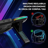 Cooler Laptop Gaming RGB Elindor® Suport cu Unghi Reglabil pe 7 Nivele, Viteza Ajustabila, Dimensiuni Compatabile 12-17 Inch, 5 Ventilatoare Puternice si Silentioase, 2 Porturi USB, pentru Birou, Calatorii, 40.6 x 27.5 x 2.9 cm, Negru