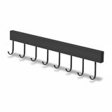 Suport de Perete Elindor® pentru Ustensile de Bucatarie, cu 8 Carlige, Lipire cu Adeziv, fara Gauri, Depozitare Tacamuri, Suport Metalic, Accesorii Organizare, Economisire Spatiu, Organizator de 40 x 3.5 cm, Negru