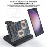 Incarcator Wireless 3-in-1 Elindor® pentru Samsung, Telefon, Ceas si Casti, Tehnologie Fast Charge, Negru