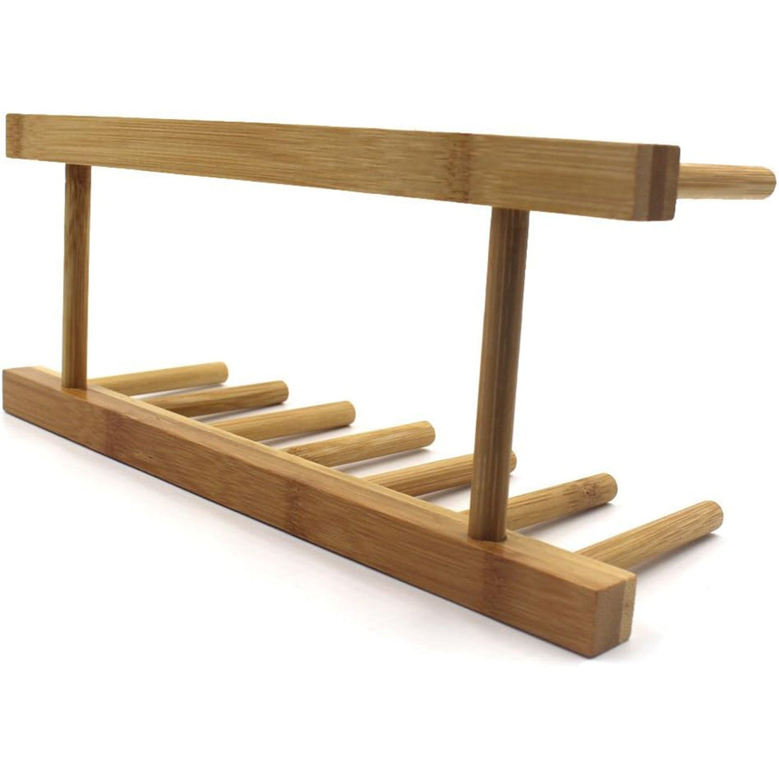 Suport si Scurgator de Vase Elindor® din Bambus pentru Dulap sau Blat, Uscator de Farfurii si Capace, Organizator Vertical pentru Farfurii, Tavi si Oale, Suport de Vase Compact pentru Bucatarie, 30x12x10 cm, Lemn Natural