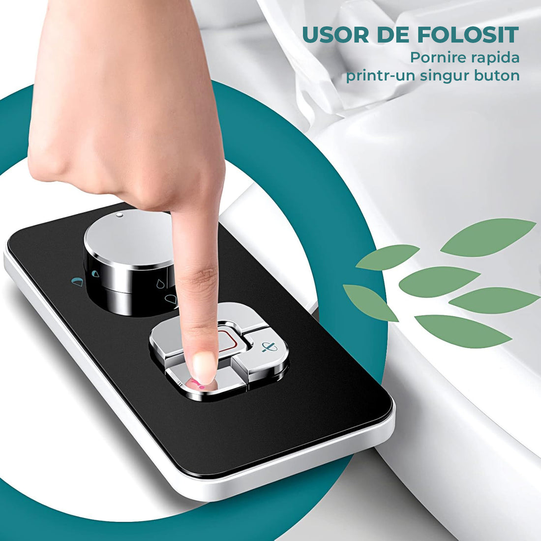 Bideu Retractabil Elindor® pentru Toaleta cu Functie de Auto Curatare, Non Electric, Ultra Slim, Buton Control de Presiune, pentru Igiena Personala, Apa Rece, Kit Accesorii WC, Sistem Bidet pentru Colac si Capac de Toalete, Set pentru Baie, Negru