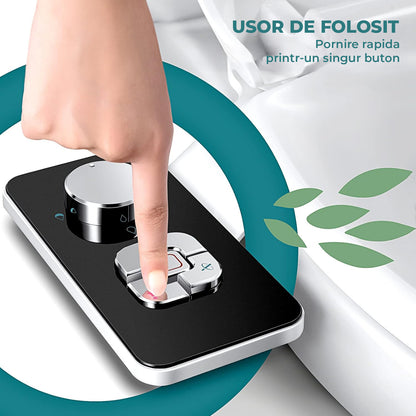 Bideu Retractabil Elindor® pentru Toaleta cu Functie de Auto Curatare, Non Electric, Ultra Slim, Buton Control de Presiune, pentru Igiena Personala, Apa Rece, Kit Accesorii WC, Sistem Bidet pentru Colac si Capac de Toalete, Set pentru Baie, Negru