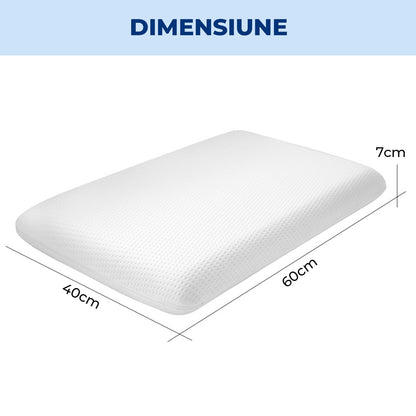 Perna Ortopedica Elindor® Memory Foam Pillow, Suport Cervical Ergonomic, Spuma cu Memorie Anatomica, Husa Detasabila Respirabila, pentru Spondiloza Cervicala, 60x40x7 cm, Alb