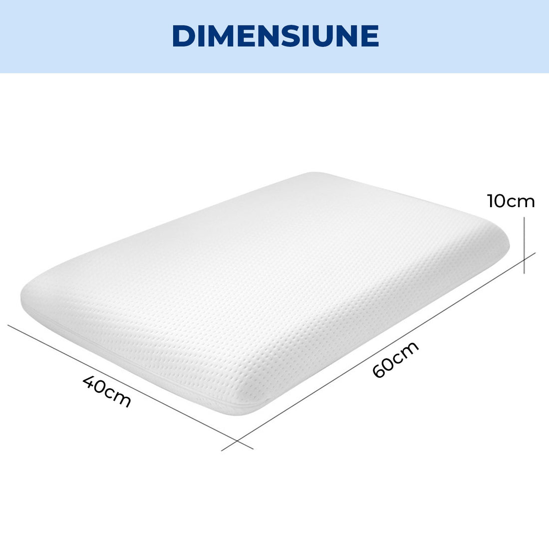 Perna Ortopedica Elindor® Memory Foam Pillow, Suport Cervical Ergonomic, Spuma cu Memorie Anatomica, Husa Detasabila Respirabila, pentru Spondiloza Cervicala, 60x40x10 cm, Alb