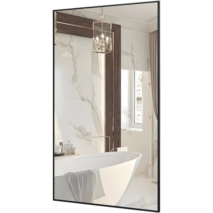 Oglinda Dreptunghiulara Elindor®, 55x75 cm, Sticla Fara Distorsiuni, Usor de Instalatat, Negru