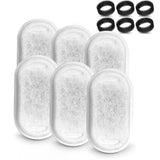 Set 6 Filtre + 6 Bureti Elindor® pentru Fantana de Apa Pisici si Caini, Compatibilitate Universalsa cu Dispensere din Inox, Filtrare in 3 Straturi, Carbon Activ, Alb
