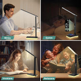 Lampa de Birou Elindor® Negara cu LED Integrat, Incarcare USB, cu Incarcare Rapida Telefon, 3 Moduri Lumina Camera Rece/Cald, Comanda prin Buton, Veioza Pliabila cu Brat Reglabil, Compacta si Portabila, pentru Birou, Dormitor, Hol, Living, 36.5 cm