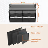 Organizator Negru Portbagaj Auto Elindor®, Cutie Pliabila, Geanta Depozitare, Compartimentare Practica, Accesorii Interior Masina, Plasa Elastica, Suport Bagaje, Organizare Rapida