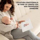 Kit Amprenta Bebe cu Lut Non-Toxic si Rama Foto Elindor® Personalizabil, pentru Maini si Picioare, Cadou Ideal pentru Botez, Zi de Nastere si Baby Shower, Set Complet cu Etichete, Pigment si Cutie de Cadou, Design Elegant, Alb