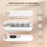 Aspirator Puncte Negre Elindor® 5 Trepte de Aspirare si Extractie pentru Fata, 4 Capete de Schimb, Tehnologie Vacuum pentru Ingrijire Ten, Extractor Sebum si Cosuri, Aparat Reincarcabil USB pentru Ingrijirea Tenului, Alb