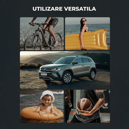 Compresor Auto Portabil Elindor® 150 PSI, Alimentare Dubla AC/DC, Galben