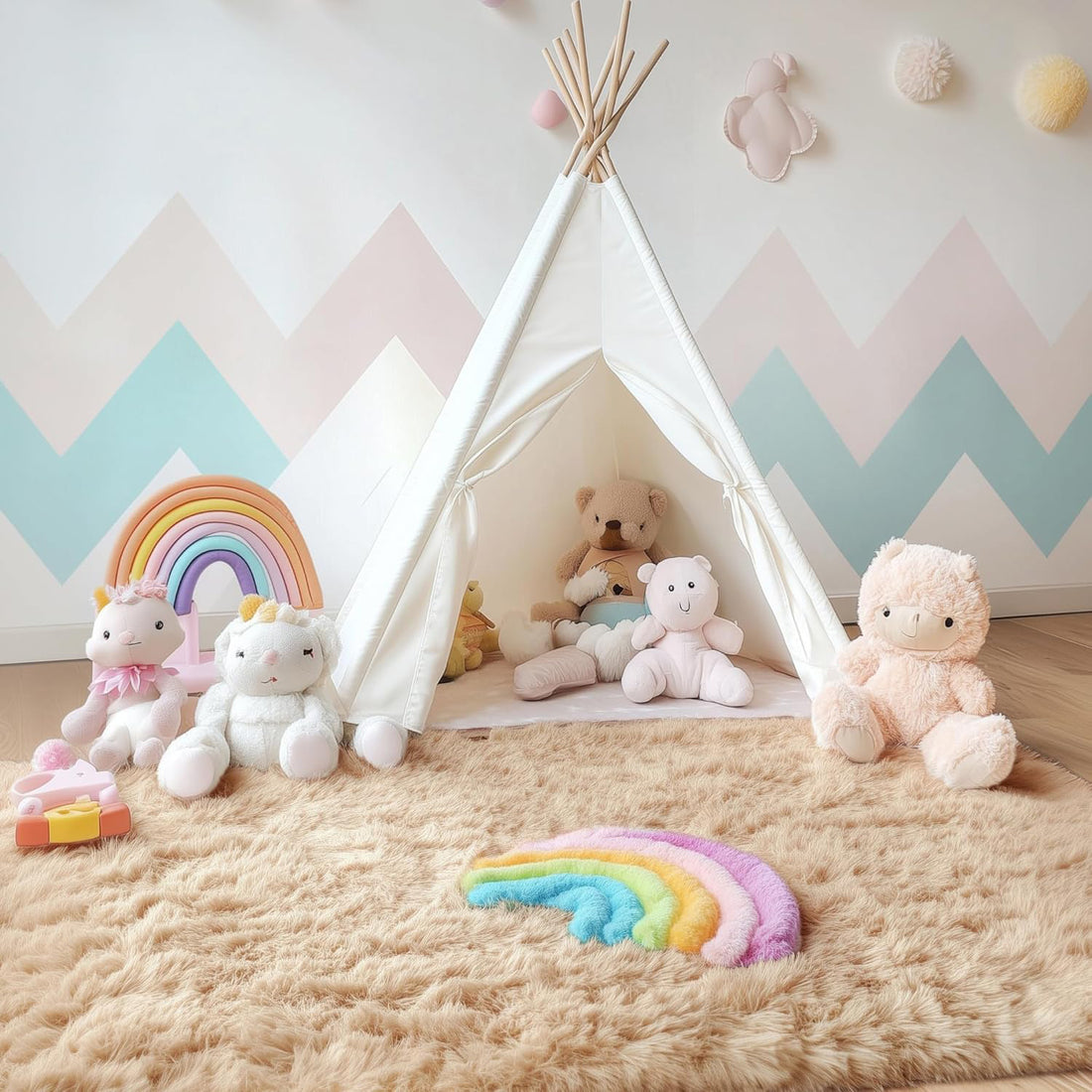 Covor Elindor® Antiderapant, Lavabil, Modern, Ideal pentru Living, Dormitor, Birou, Camera Copiilor, Covor cu Tesatura Lunga si Moale, Curatare Usoara, 120 x 160 cm, Bej