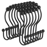 Set 12 Inele Negre pentru Perdea Dus Elindor®, Accesorii Baie, Agatatoare Inox, Anticadere, Rezistente la Coroziune, Decoratiuni Metalice, Ideal pentru Bara si Prindere Usoara