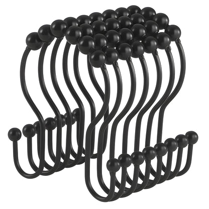 Set 12 Inele Negre pentru Perdea Dus Elindor®, Accesorii Baie, Agatatoare Inox, Anticadere, Rezistente la Coroziune, Decoratiuni Metalice, Ideal pentru Bara si Prindere Usoara