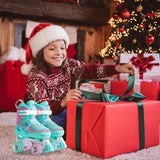 Role Reglabile Elindor® pentru Copii, Fete si Baieti, 4 Roti cu Lumini Quad, Ajutatoare, Rotile din Silicon, Rulmenti ABEC-7, Aluminiu / Poliuretan, Marimea S, 28-31, Model Unicorn, Verde