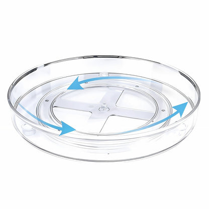 Organizator Rotativ 360° Elindor®, Acrilic 23 cm, 1 Nivel, Pentru Condimente, Cafea, Ceai, Borcane, Sticle, Produse Cosmetice, Accesorii Baie, Mirodenii, Dulapuri, Sertare, Bucatarie, Baie, Birou, Suprafata Antiaderenta, Transparent