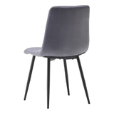 Set 2 Scaune Elindor® Ergonomice, Design Contemporan, Scaun cu Spatar Inaltime 41 cm, fara Manere, din Catifea cu Picioare Metalice Negre, Potrivite pentru Living, Bucatarie, Birou, Dormitor, 54 x 45 x 83 cm, Gri