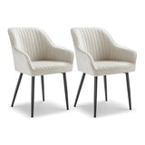 Set 2 Scaune Elindor® Ergonomice, Design Contemporan, Scaun cu Spatar si cu Manere, din Catifea cu Picioare Metalice Negre, Potrivite pentru Living, Bucatarie, Birou, Dormitor, Latime Sezut 49 cm, 55.5 x 43 x 83 cm, Bej Deschis