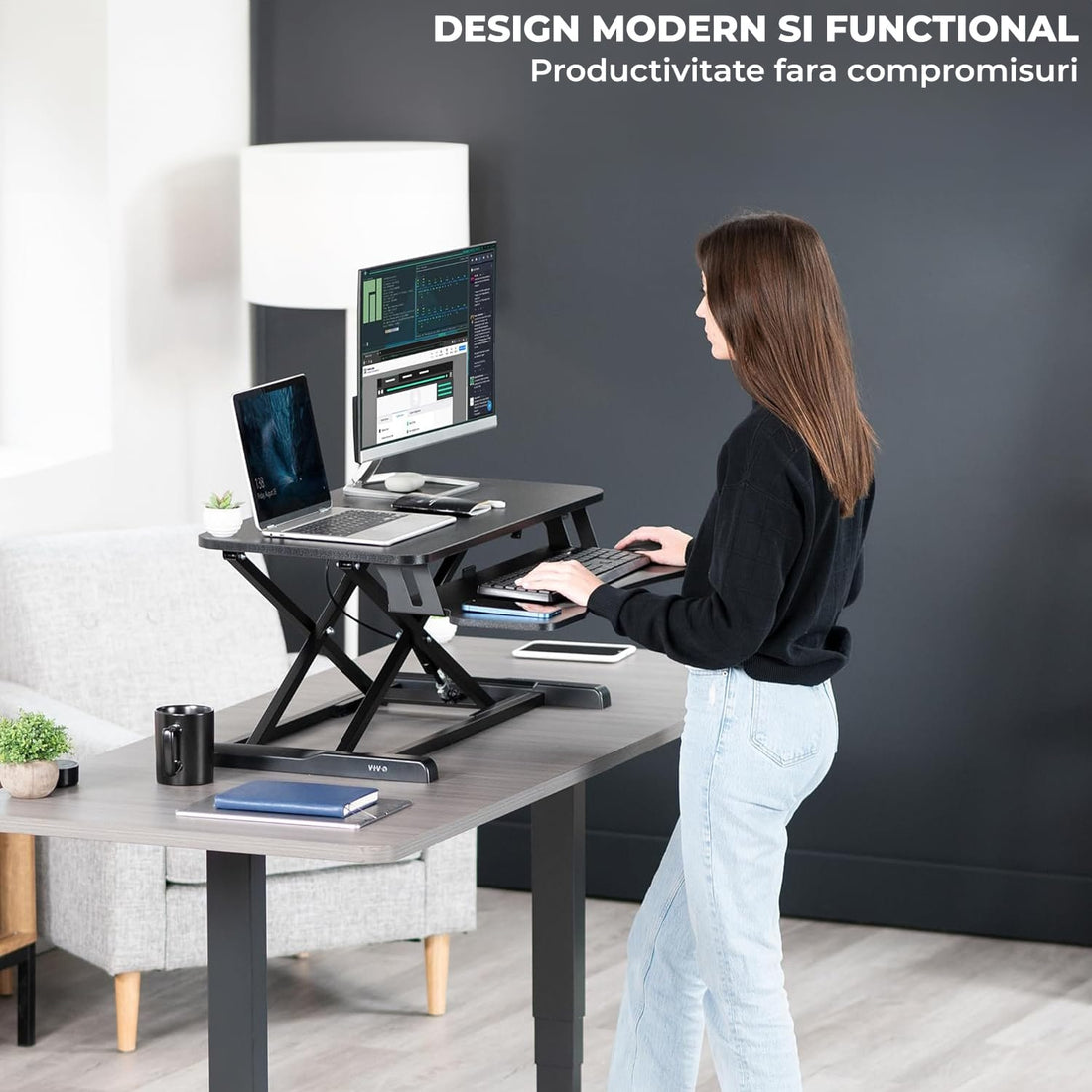 Suport Laptop Elindor® Pliabil pentru Birou, Negru