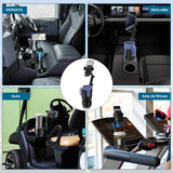 Suport Auto Elindor® 2 in 1pentru Telefon si Pahar, Baza Reglabila si Brat 360°, Prindere in Cupholder, Accesorii Masina, Negru