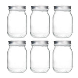 Set 6 Borcane din Sticla Elindor® cu Capac Ermetic, Borcan 500 ml Ideal pentru Miere, Dulceata, Condimente, Cafea, Zahar si pentru Fermentare Muraturi, Capace Metalice, Recipient Depozitare in Bucatarie, Transparent